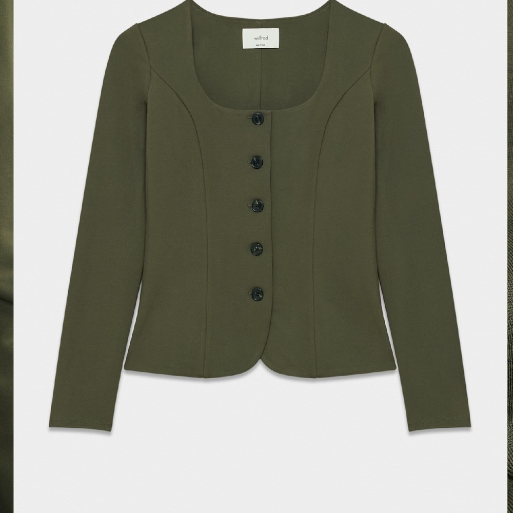 Wilfred Felice Ponte Top Ponte-knit button-up blouse Size 4 Green - Picture 7 of 15